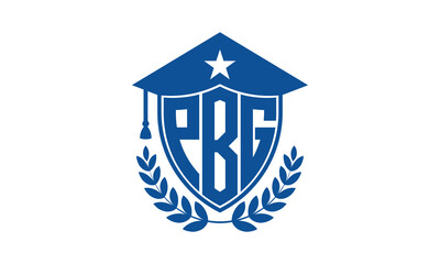 PBG three letter iconic academic logo design vector template. monogram, abstract, school, college, university, graduation cap symbol logo, shield, model, institute, educational, coaching canter, tech