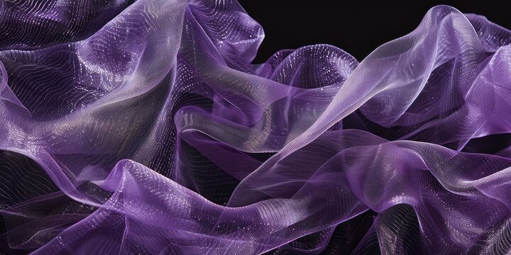Close-Up of Purple Material, Ethereal Photograms Style, Black Background, Translucent Water, Gossamer Fabrics, Stipple, Gum Bichromate