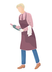 female sommelier with bottle of wine