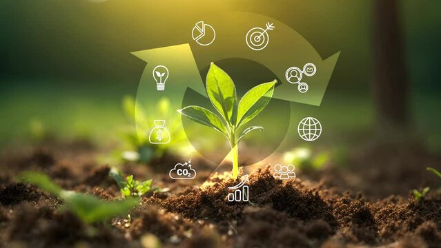 Circular economy concept for future business growth and environmental sustainability and reduce pollution for future business and environmental growth.4k corporate video4k corporate video