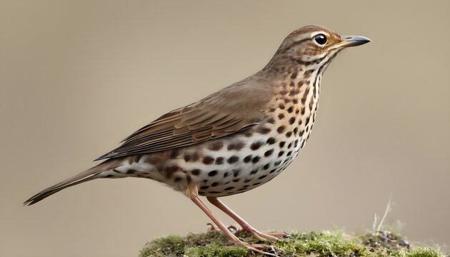 Song Thrush (Turdus philomelos) isolated on a white background