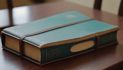 A sturdy, leather-bound travel guidebook on a coffee table