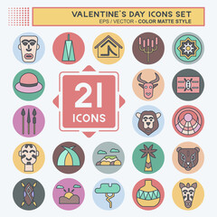 Icon Set Kenya. related to Education symbol. color mate style. simple design editable. simple illustration