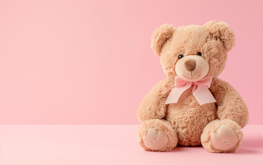 Cute teddy bear on a pink background