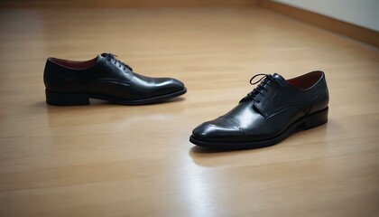A pair of polished, black dress shoes on a floor - Powered by Adobe