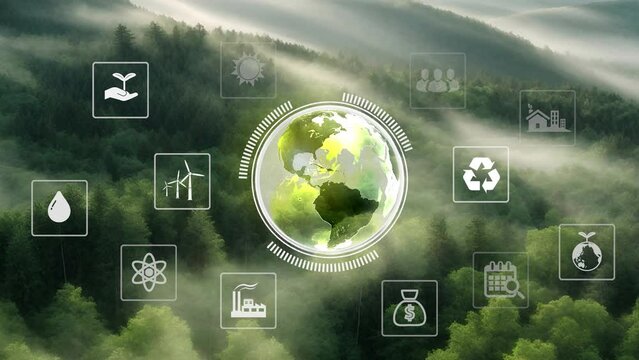 Circular economy concept for future business growth and environmental sustainability and reduce pollution for future business and environmental growth.4k corporate video 