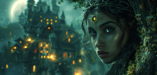 Księżniczka w baśniowym świecie fantasy - obrazy, fototapety, plakaty