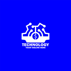 Abstract Initial Logo. White color isolated on Blue  Background. Technology Branding Logos. Flat Vector Logo Design Template Element icon.