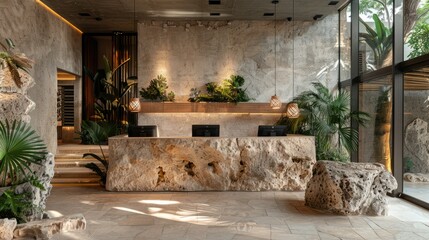 Bringing the Outdoors In: A Stunning Reception Front Desk Design Inspired by Nature