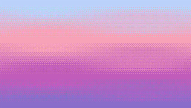 Pixel art pastel purple pink colored gradient background. Dithering vector illustration.