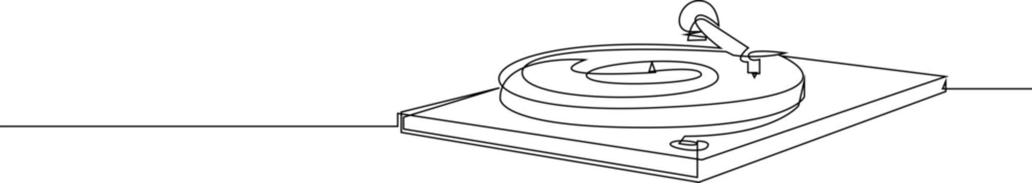 recommend clip art: Vinyl record player turntable one line art. Continuous line drawing of analog audio player, retro music turntable vinyl disc jockey concept. Vector illustration.