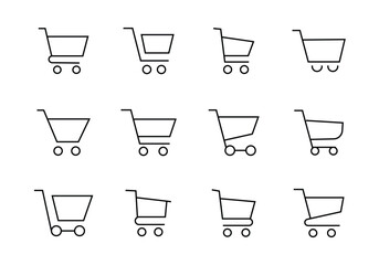 Shopping Cart line icon set, shop icons button,vector, sign, symbol, logo, illustration, editable stroke, design style isolaated on white linear pictogram