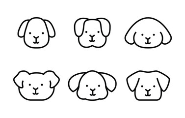 Dog head icon set, dog button, vector, sign, symbol, logo, illustration, editable stroke, design style isolated on white linear pictogram