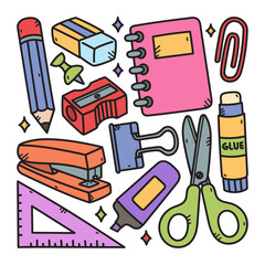 Stationery Doodle Vector Illustration