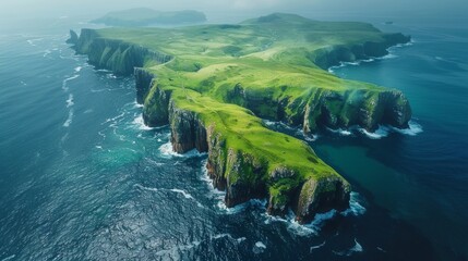 Aerial view of widely known tourist attraction on Wild Atlantic Way in County Clare, Ireland. - Powered by Adobe
