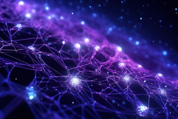 Cyber big data flow. Blockchain Lilac data fields. Network line connect stream