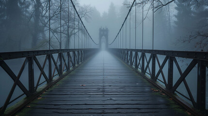 Bridge in fog. 