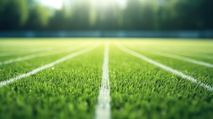 Close up of a soccer field, suitable for sports or outdoor activities - obrazy, fototapety, plakaty