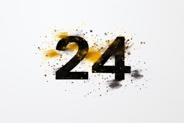 Number 24 painted in yellow and black colors. Suitable for various design projects