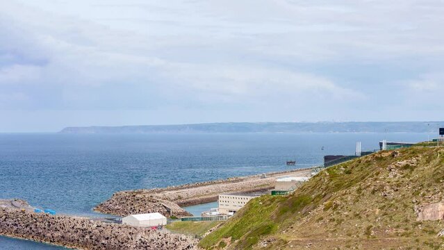 Flamanville Nuclear Power Plant, panoramic view, two reactors in service and one EPR (third generation pressurised water reactor) under construction, France, Manche, Cotentin