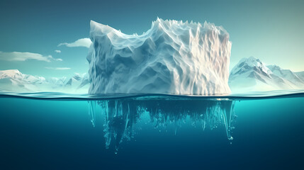 Blue iceberg in Antarctica, global warming concept