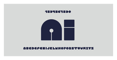AI font. Future alphabet for headline, logo, technology, science, engineering. Minimal tech type, letters and numbers. Future digital circuit design. Artificial Intelligence concept. Vector typography