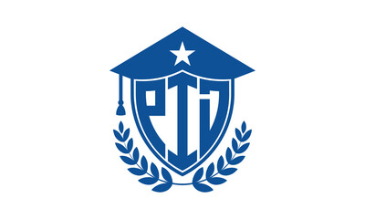 PID three letter iconic academic logo design vector template. monogram, abstract, school, college, university, graduation cap symbol logo, shield, model, institute, educational, coaching canter, tech