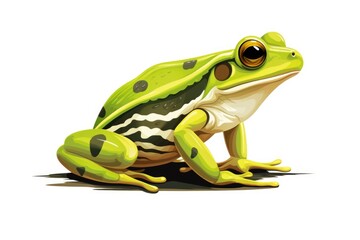 A frog with eyes open, sitting on the ground. Suitable for nature and wildlife concepts