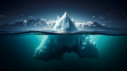 Blue iceberg in Antarctica, global warming concept