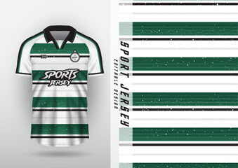 Jersey design for outdoor sports, jersey, football, futsal, running, racing, exercise, classic horizontal stripe pattern, green and white.