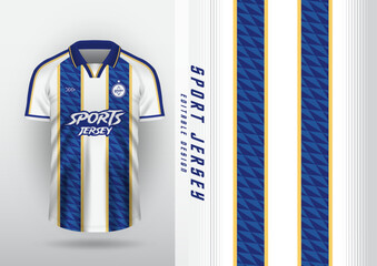 Jersey design for outdoor sports, jersey, football, futsal, running, racing, exercise, classic vertical stripes pattern, blue and white.