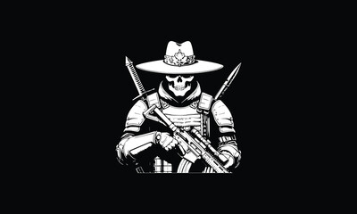 cowboy skull with gun