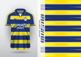 Jersey design for outdoor sports, jersey, football, futsal, running, racing, exercise, classic horizontal stripe pattern. blue yellow