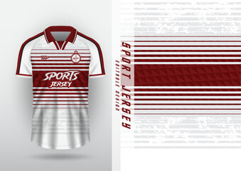 Jersey design for outdoor sports, jersey, football, futsal, running, racing, exercise, classic horizontal stripe pattern, red and white.