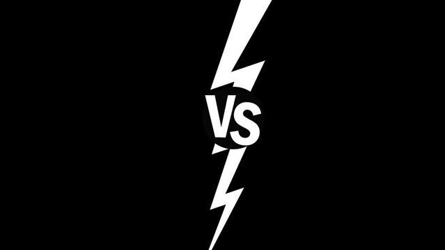 VS or Versus Overlay with Thunder Striking Effect Animation,  isolated on black background or alpha channel. 