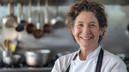 Experienced Senior Chef Smiling in Professional Kitchen