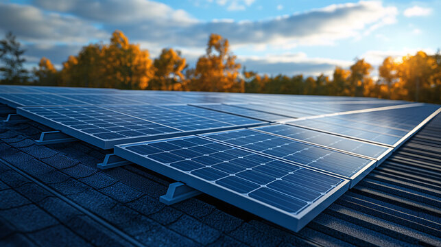 Instalaci&oacute;n de paneles solares en tejado de un edificio.