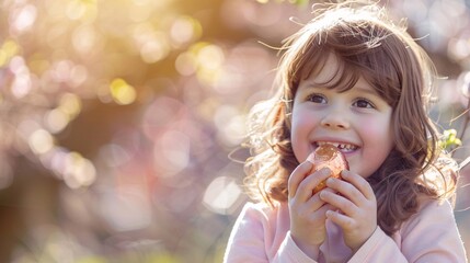 Jeune fille avec un oeuf de Pâques en chocolat dans un jardin » IA générative