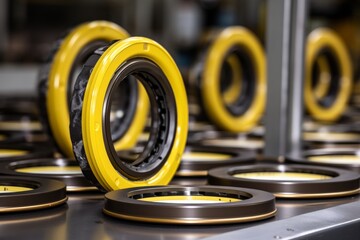 An Up-Close Look at the Production Process of an Oil Seal in a Modern Industrial Factory - obrazy, fototapety, plakaty