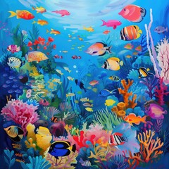 Obraz na płótnie Canvas Exotic coral reef with sea life