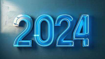 2024 Number. New Year, Celebrate, Banner, Text, Decoration, Coming, Success, Target, Goal
