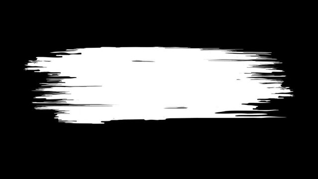 Animated Brush Strokes Set isolated on Black Background or alpha channel. Collection of white Stain Paint Brushes Effect Animation. 