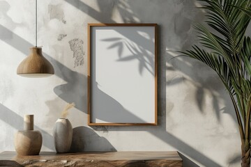 Blank Frame Wall Art Mockup Perfect for Showcasing Artwork, Photographs, or Designs in a Stylish Setting.