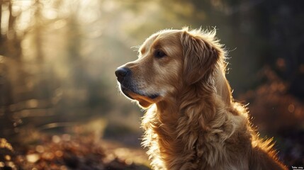 Obraz premium A fluffy dog on a dark background with a place for text