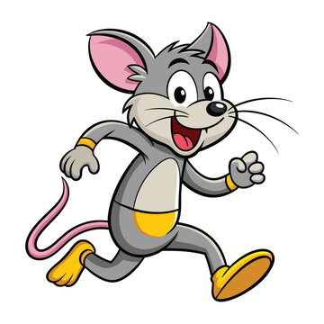 Vector of mouse running cartoon white background
