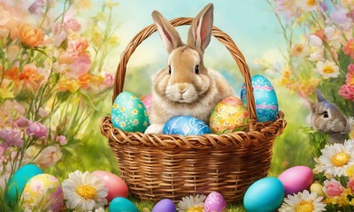 Happy Easter day background with eggs,