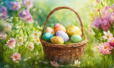 Happy Easter day background with eggs,