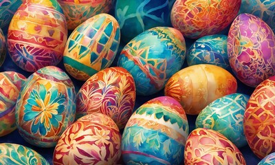 Fototapeta na wymiar Happy Easter day background with eggs,