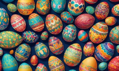Naklejka na ściany i meble Happy Easter background template with beautiful eggs, happy easter day