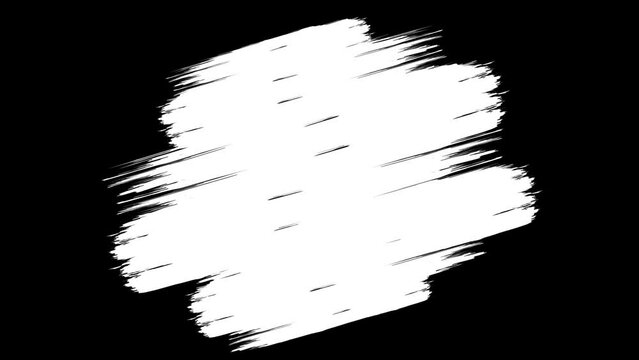 White Brush Stroke stain paint Animation on black background. Painting ink isolated. Alpha channel 